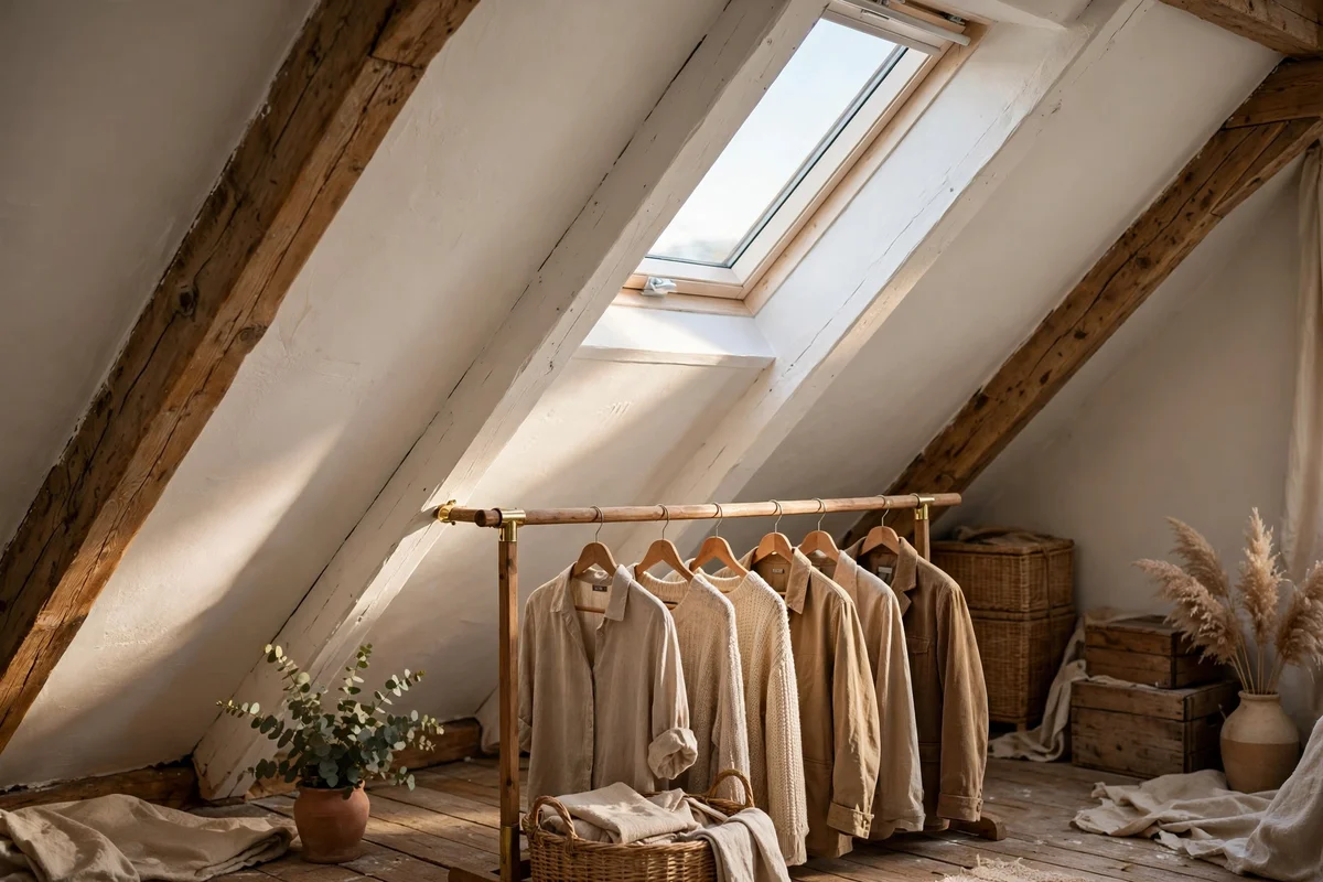 Warm white painted attic slope bouncing light down