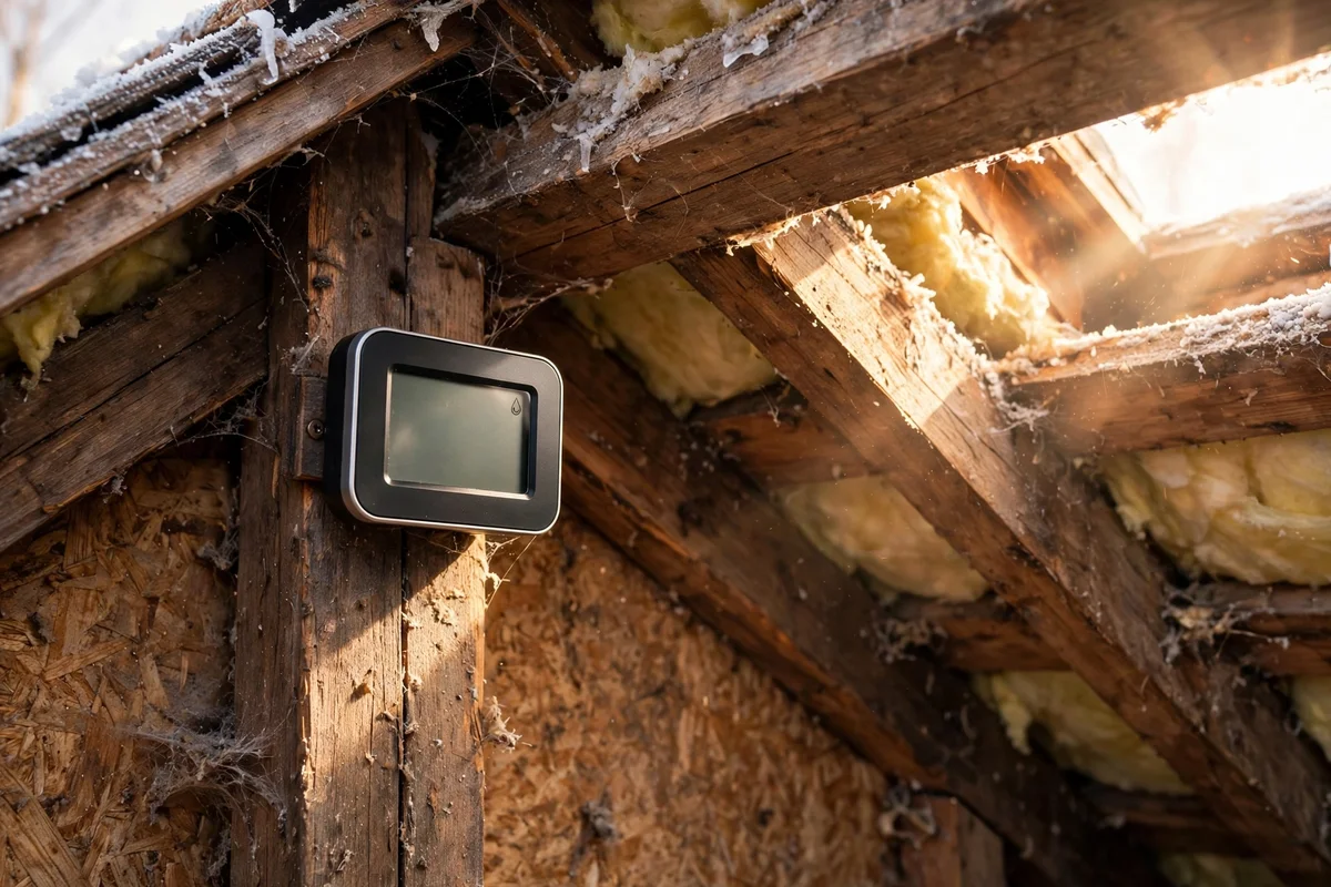 Humidity monitor near the coldest roof section