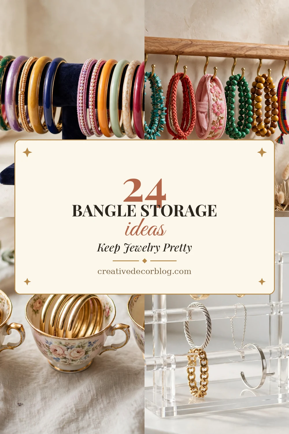 24 bangle storage ideas Pinterest pin collage