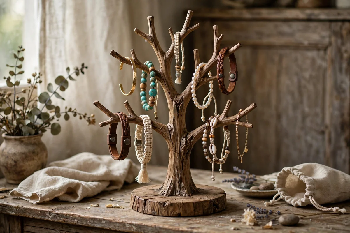 Wooden bangle tree stand