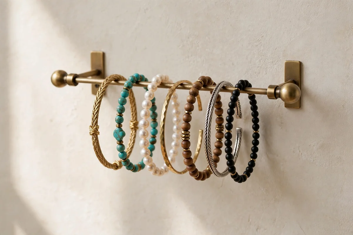 Curtain rod used as bangle bar