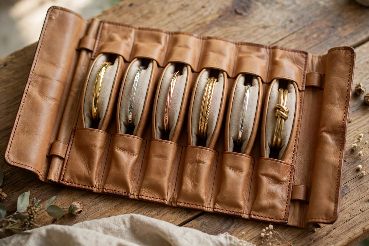 Leather roll with bangle storage