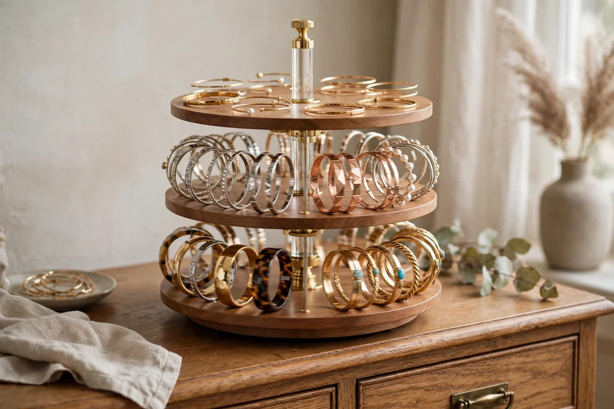 Rotating carousel stand with bangles