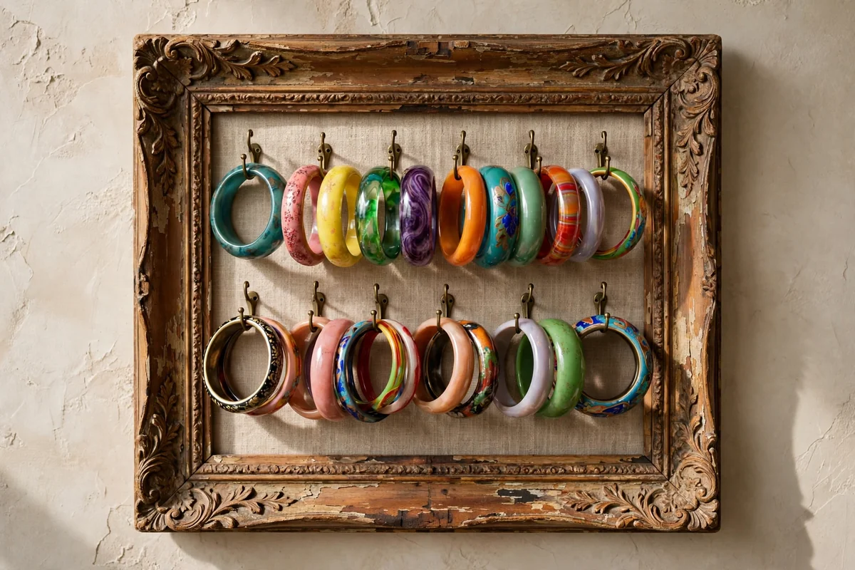 Picture frame repurposed for bangle display