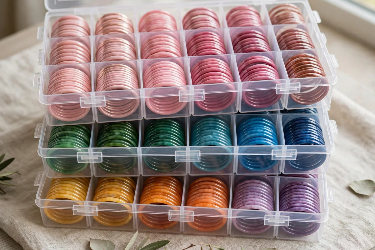 Stackable clear boxes with bangles