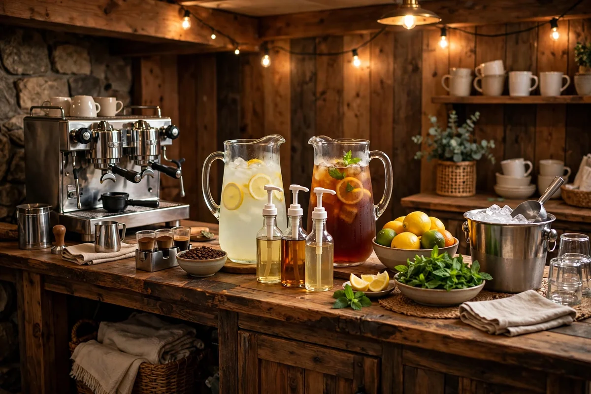 Coffee and mocktail station in basement bar