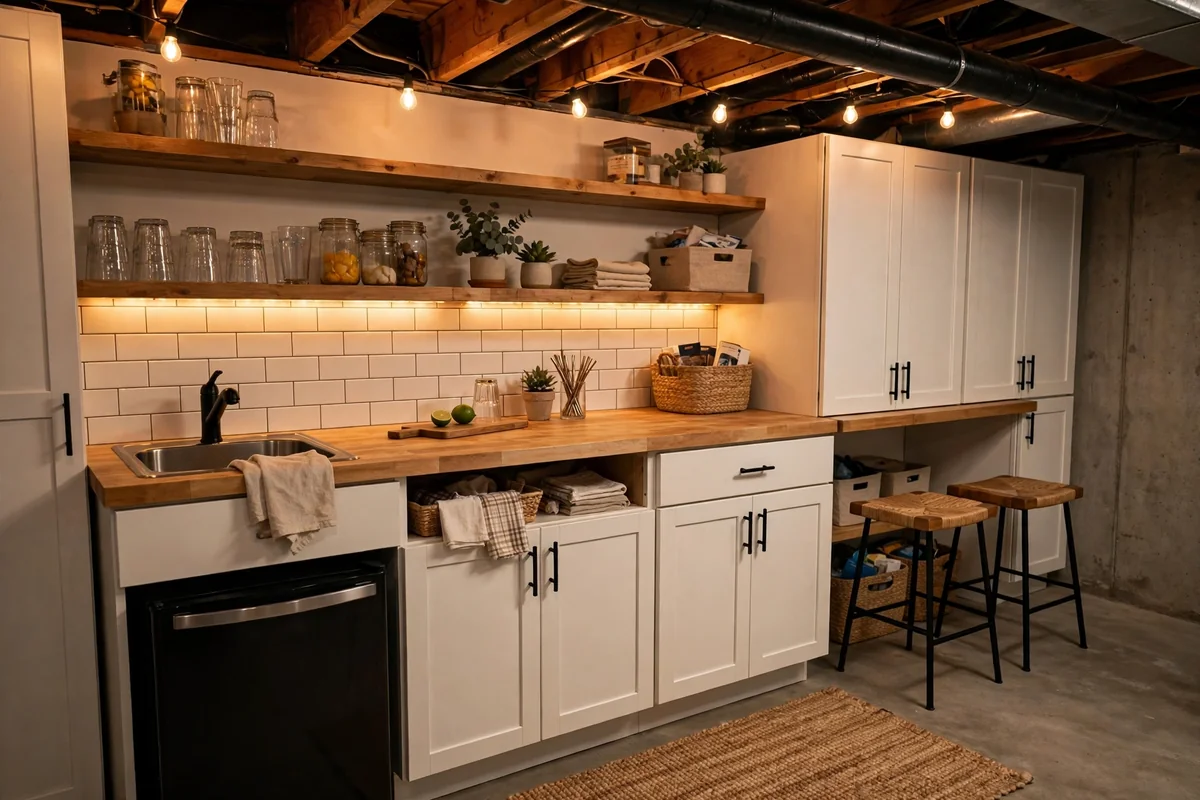 Budget-friendly DIY basement bar