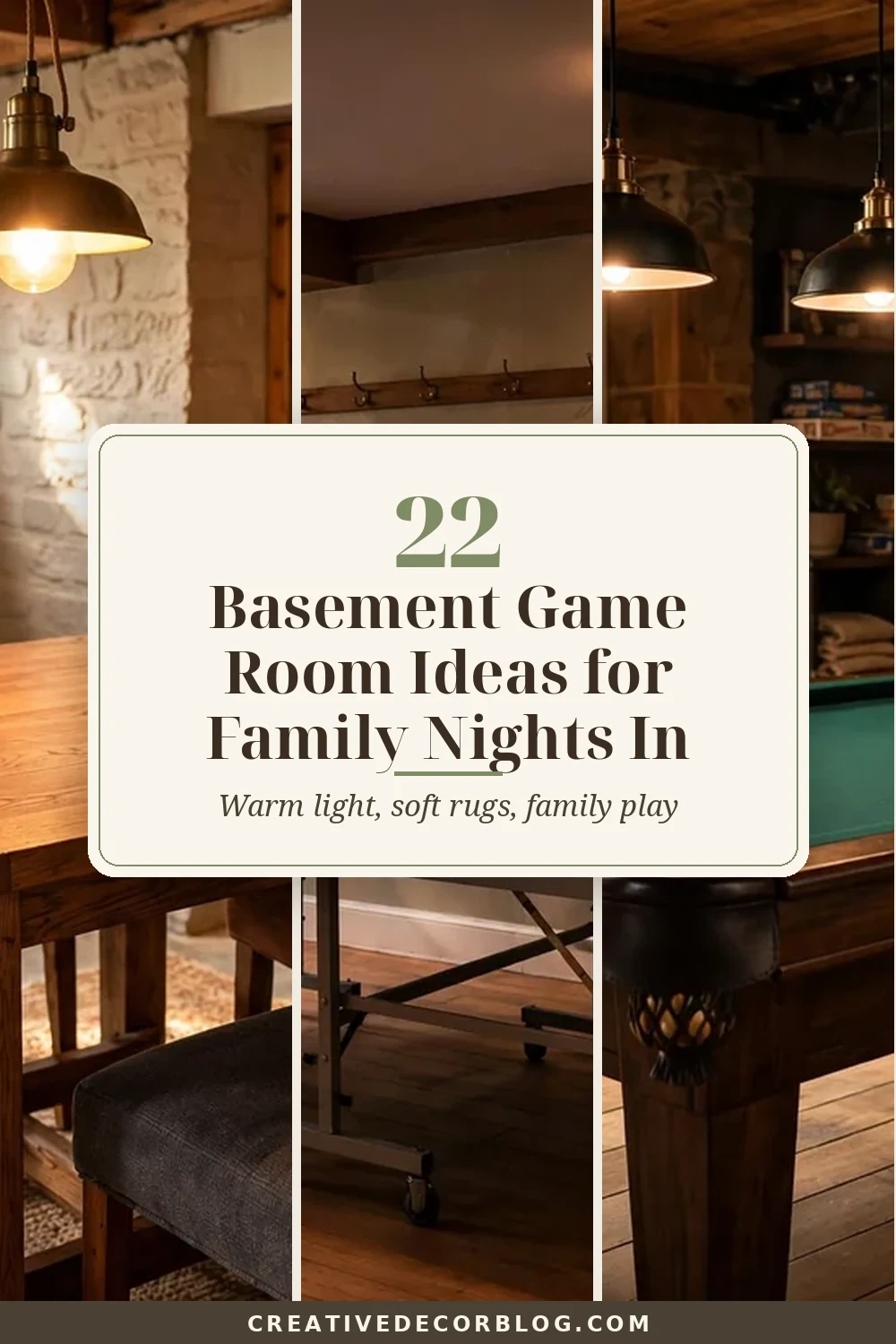 Pinterest pin for 22 Basement Game Room Ideas for Family Nights In