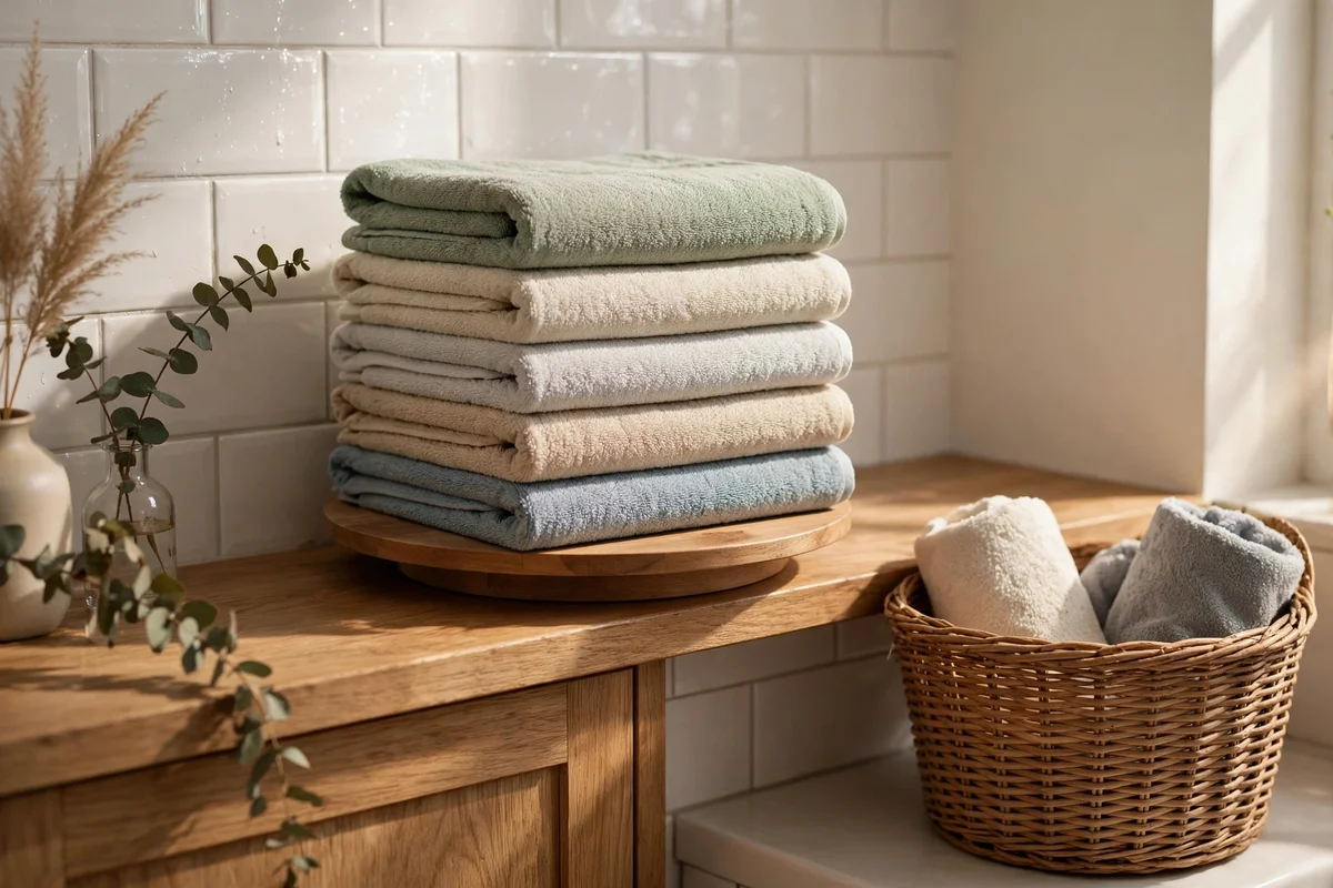 Neat rotation of two towel sets on laundry day