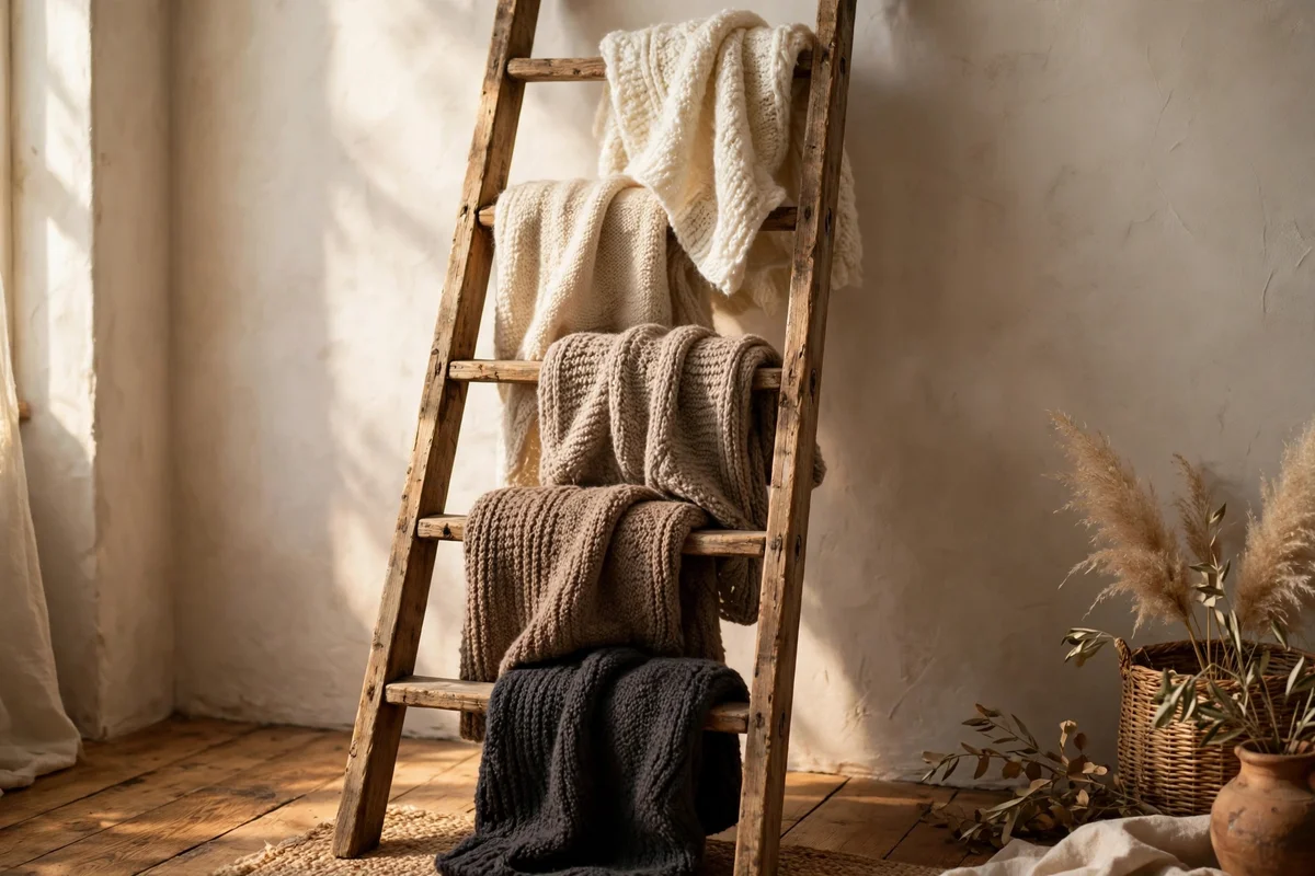 Ladder with throws arranged light to dark from top to bottom