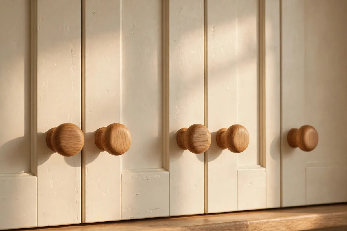 Upgrade Kitchen Cupboard Knobs to Solid Wooden or Ceramic Pulls