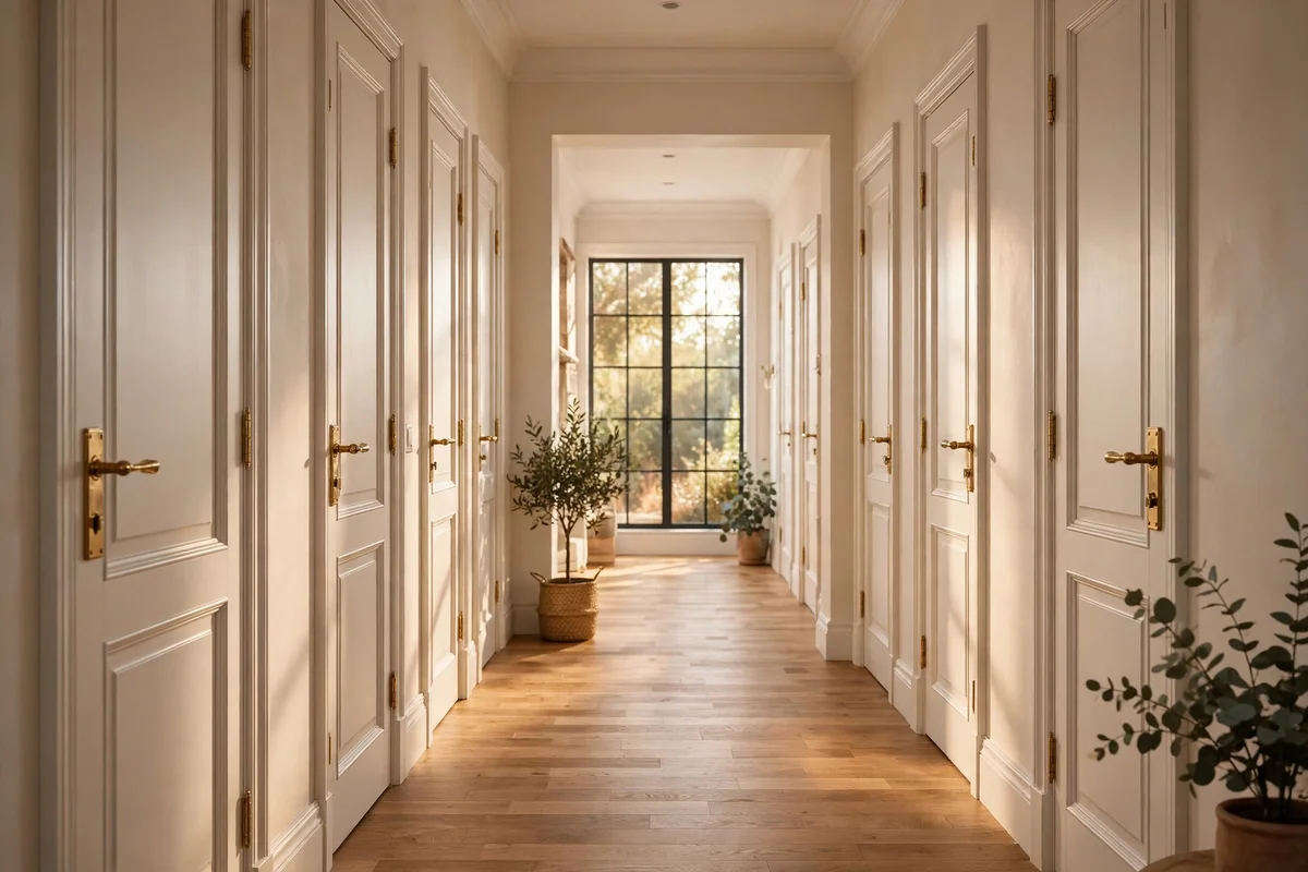 Fit Matching Handles and Hinges So Every Door Reads as One Set