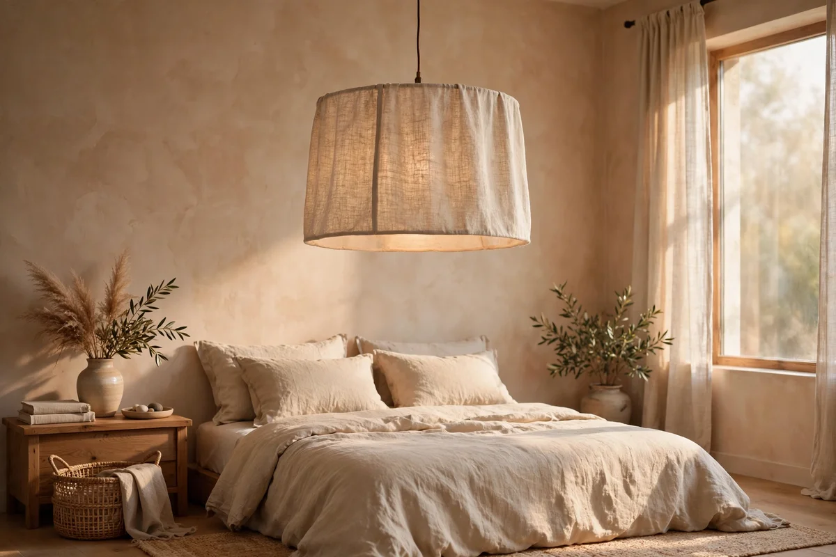 Replace the Flat Flush Light With a Shaped Linen Drum Shade