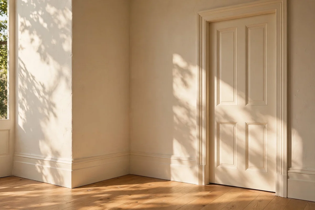 Paint All New Moulding in Warm Off-White Eggshell