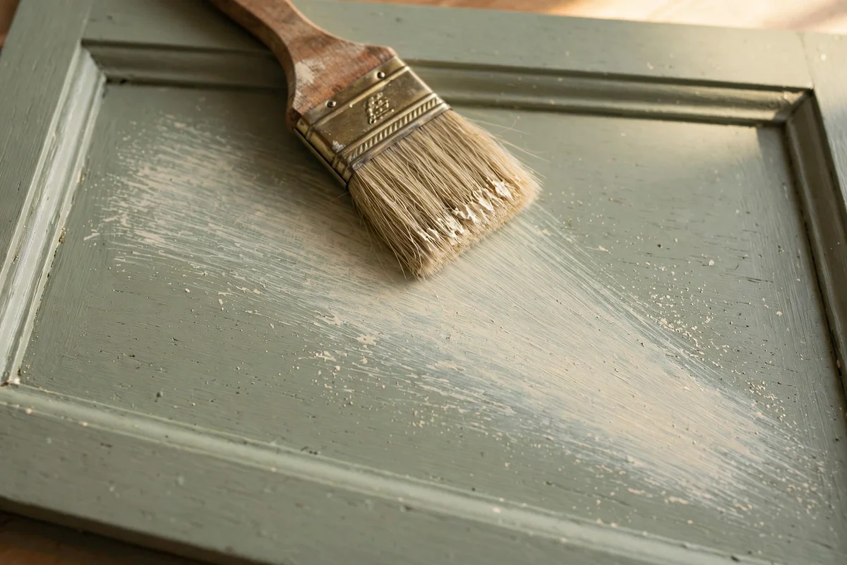 Dry brushing texture onto a painted drawer front
