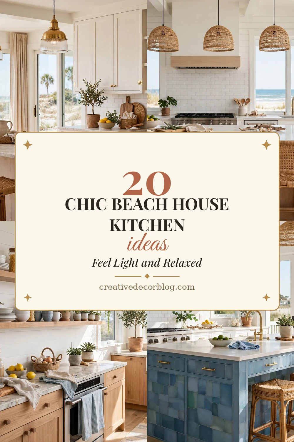 20 chic beach house kitchen ideas Pinterest pin collage
