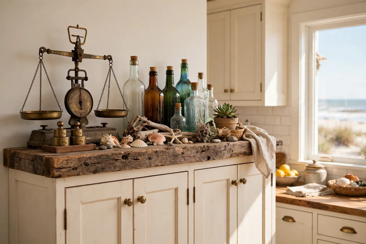 Vintage details in beach house kitchen