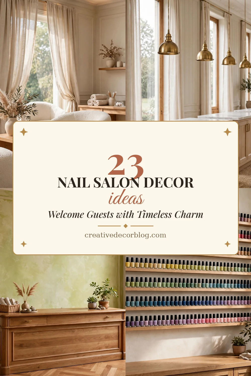 23 nail salon decor ideas collage with title