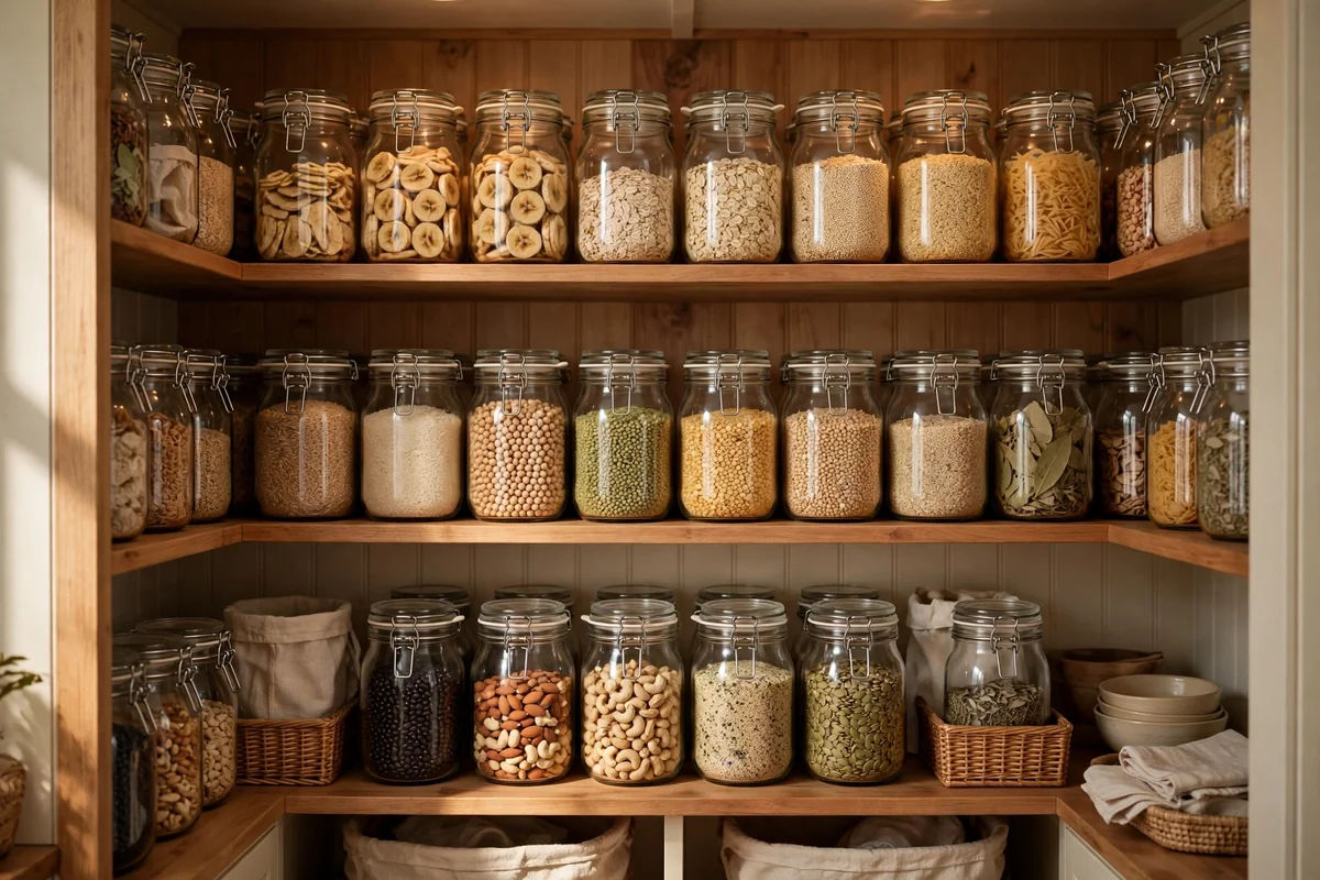 Uniform jars in closet pantry