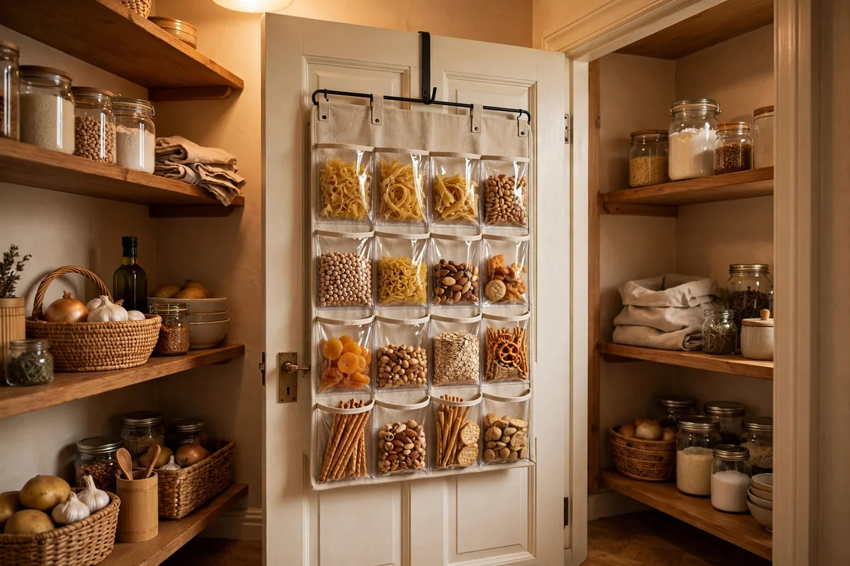 Over-the-door organizer in pantry
