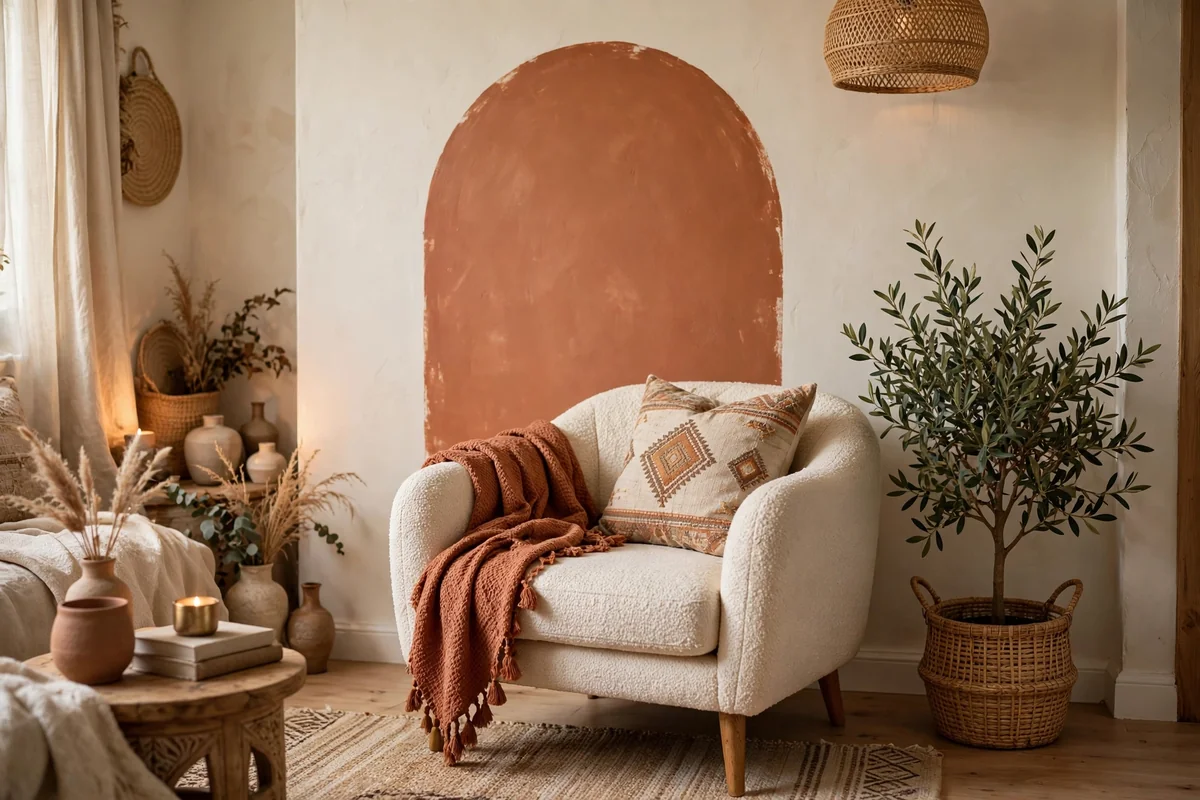 Painted arch on living room wall
