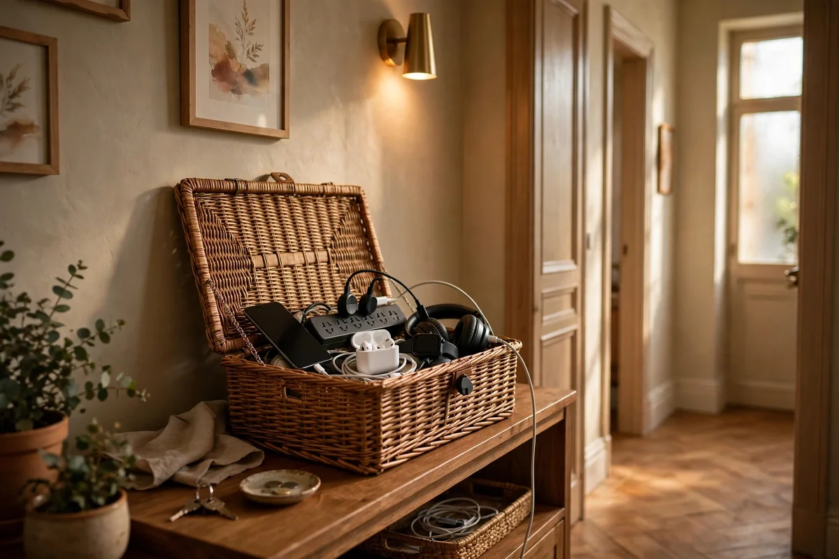 Charging station outside the bedroom