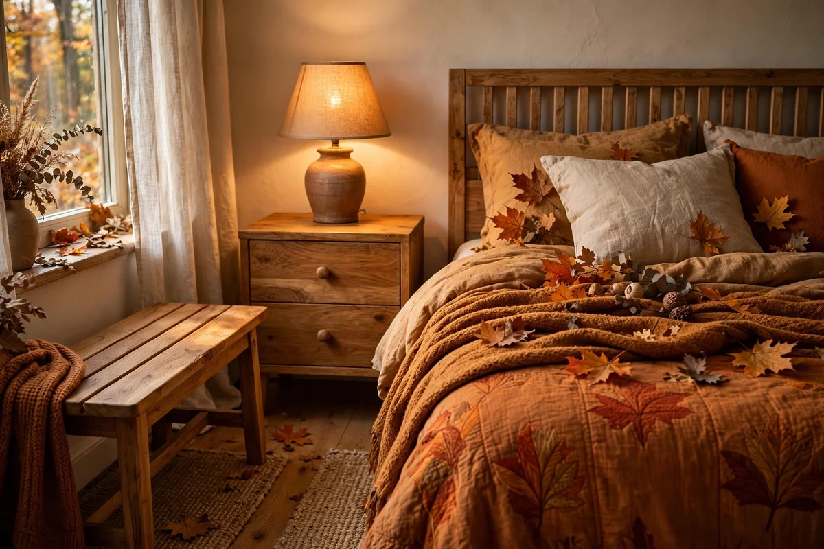 Natural wood tones warming the bedroom
