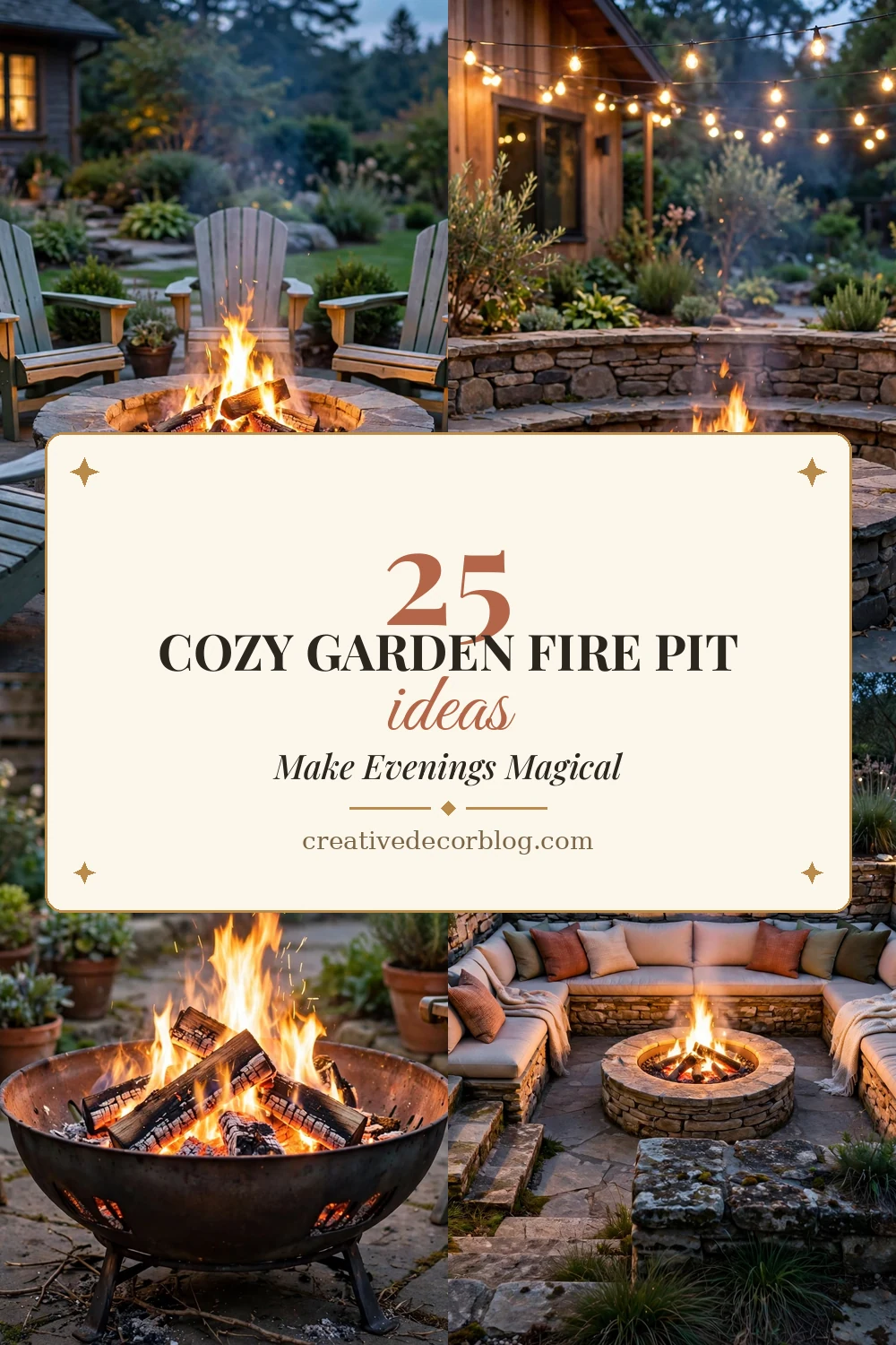 25 cozy garden fire pit ideas Pinterest pin collage