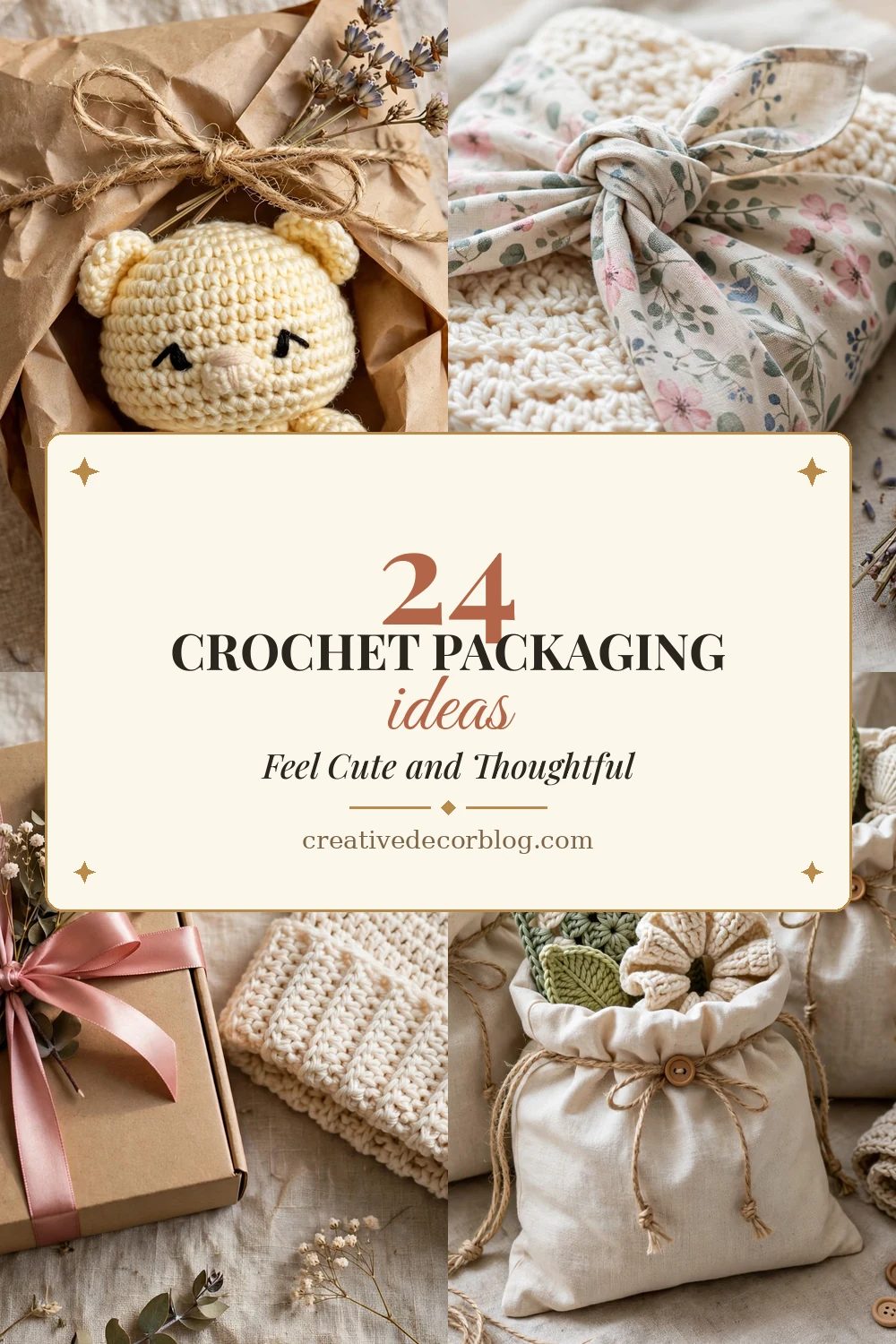 24 crochet packaging ideas Pinterest pin collage