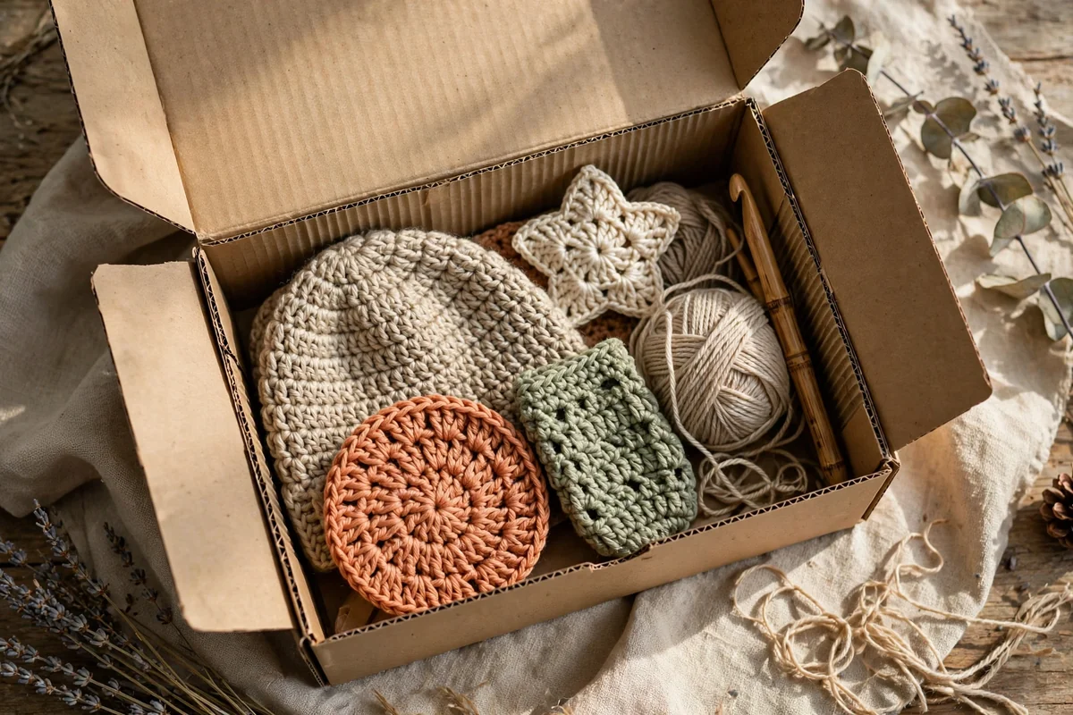 Kraft gift box stamped with handmade logo