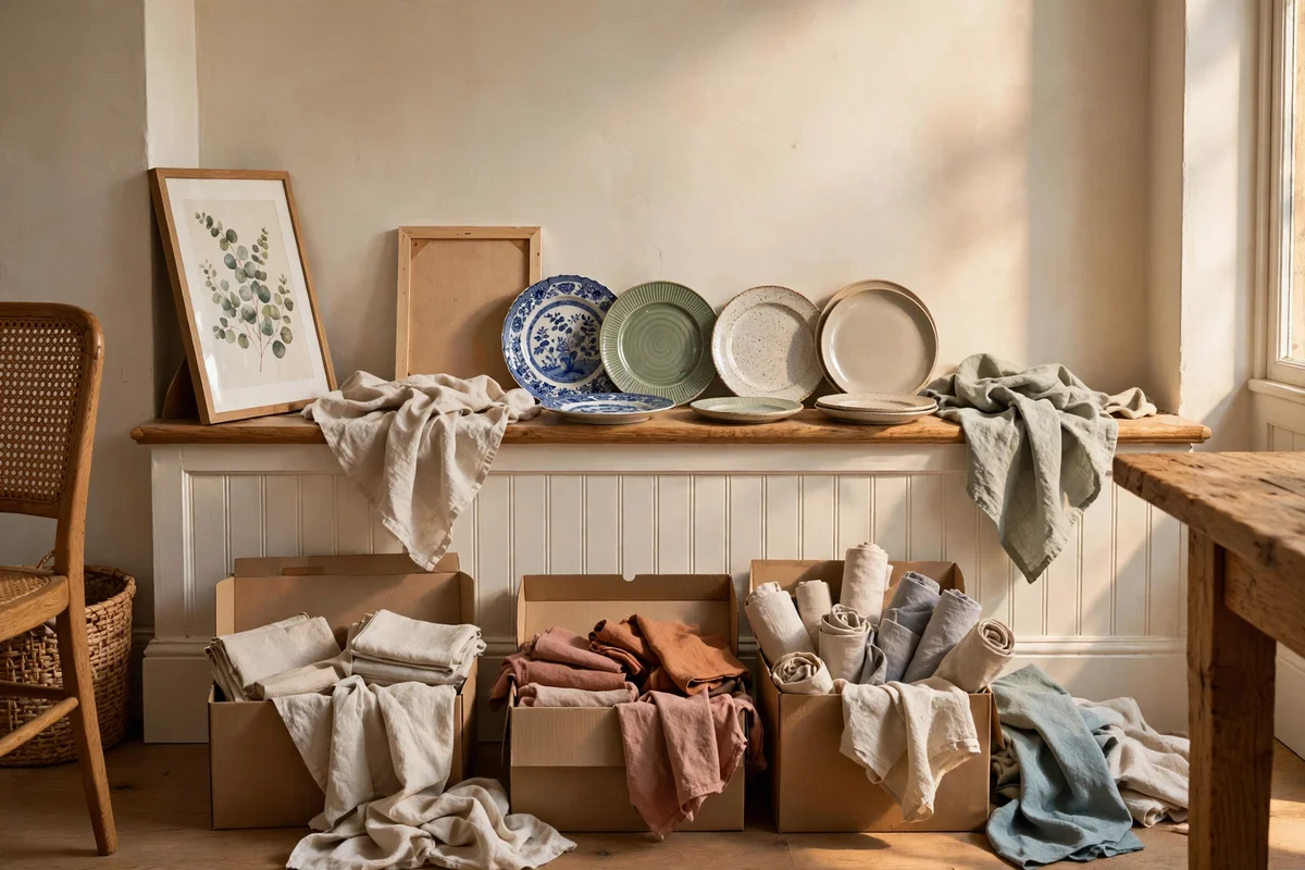 Seasonal refresh of plates and prints on the rail and ledge