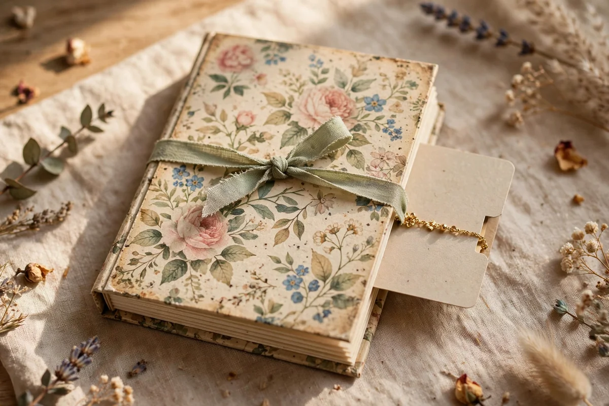 Miniature storybook keepsake book with bracelet card inside
