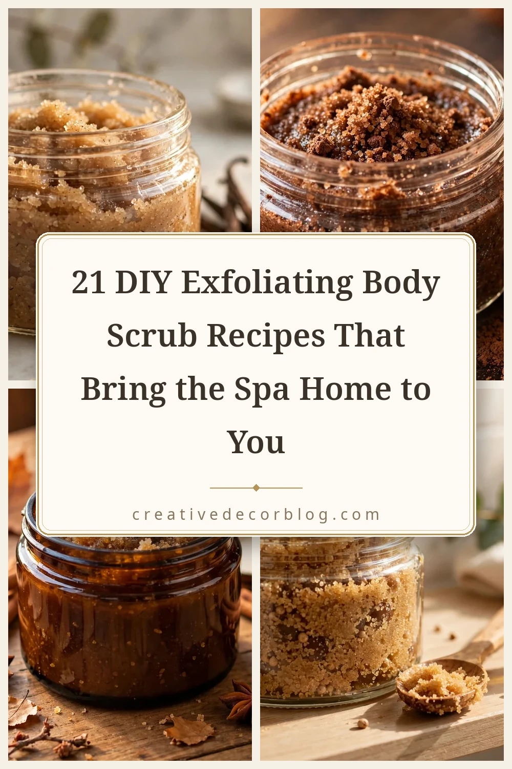 Pinterest pin showing a grid of DIY body scrub recipes with the article title