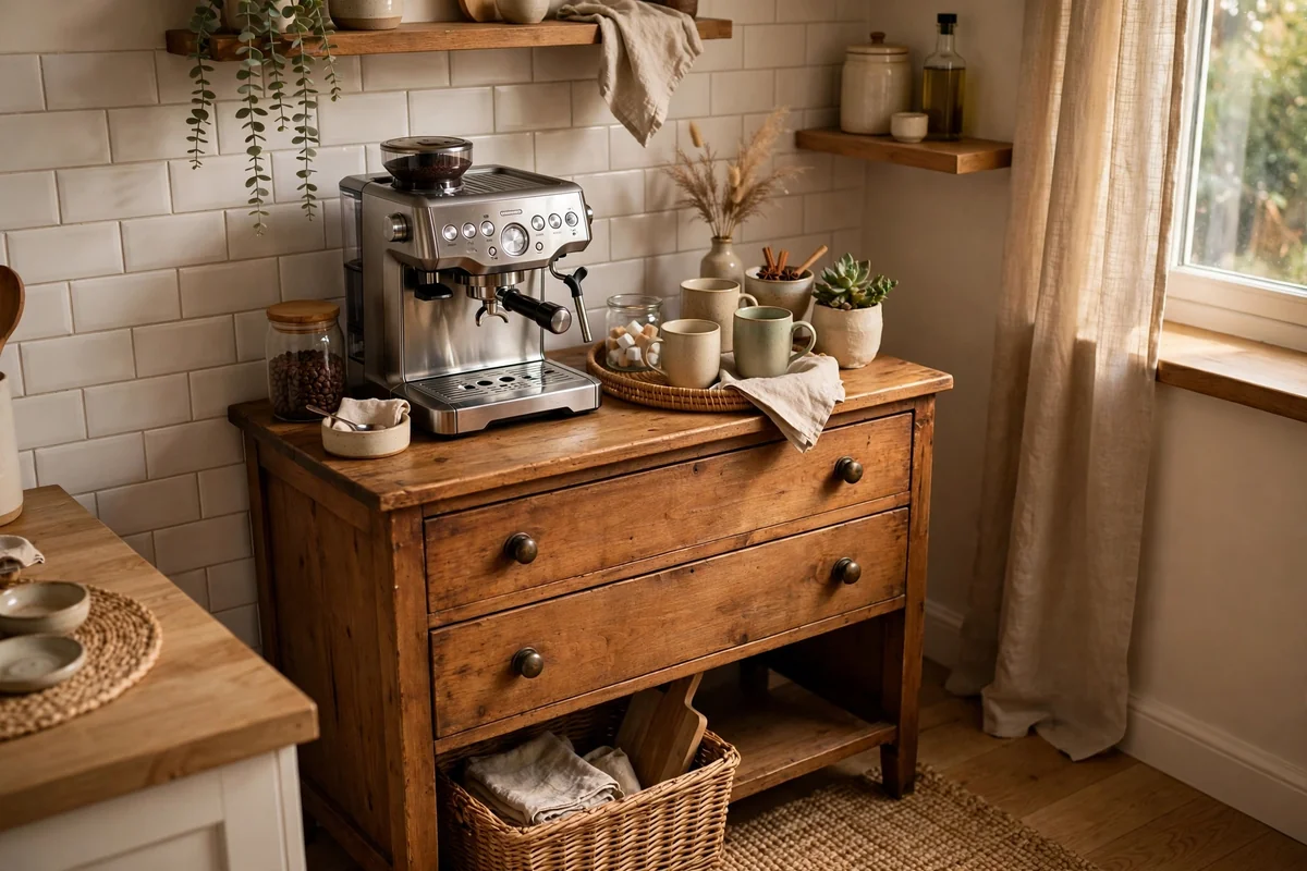 Small dresser turned into a coffee station