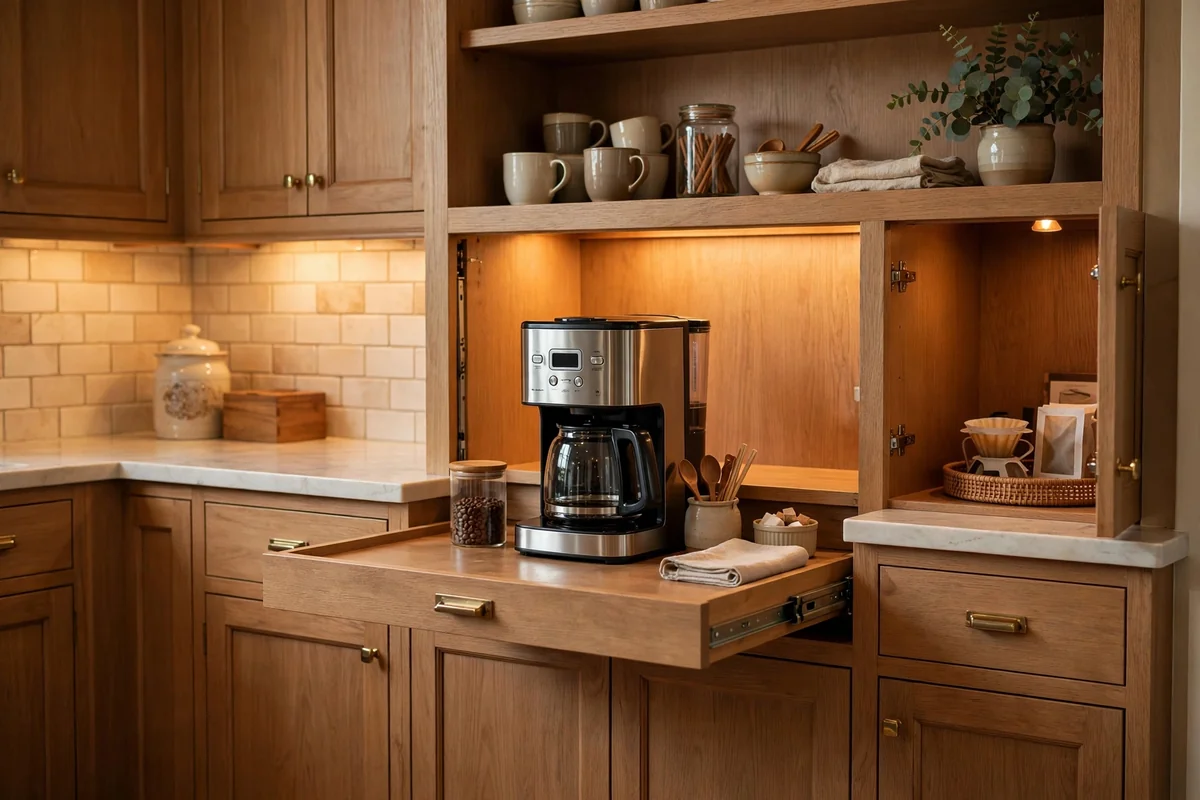 Built-in cabinet coffee bar