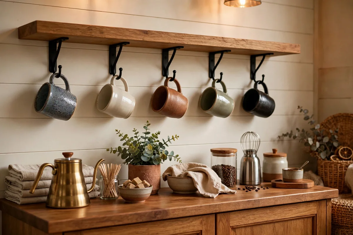 Smart mug storage at coffee bar