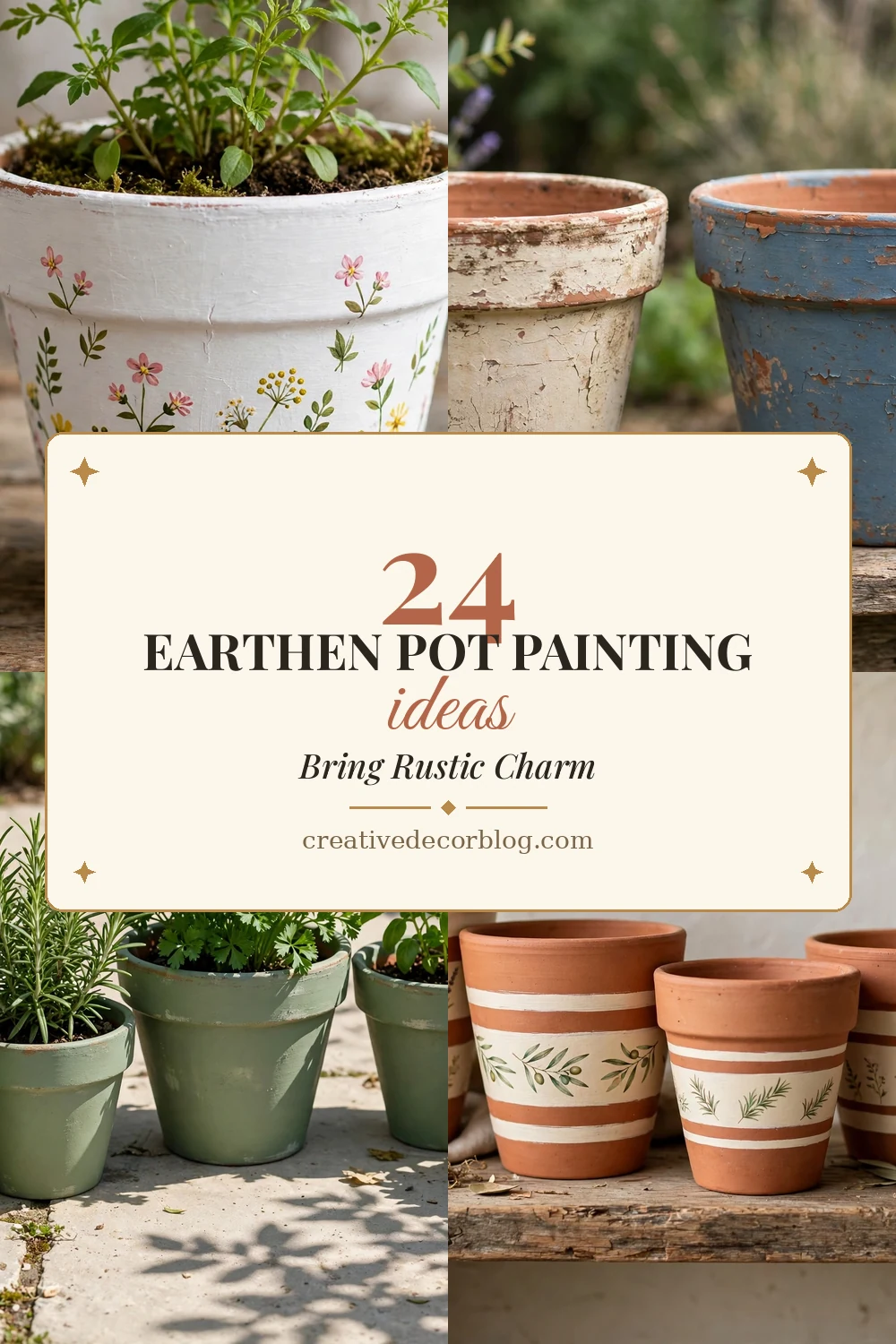 24 earthen pot painting ideas Pinterest pin collage