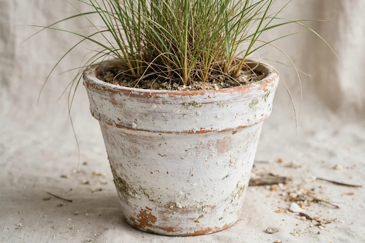 Whitewashed terracotta pot
