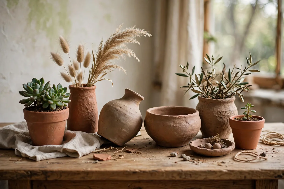 Terracotta accents in earthy office