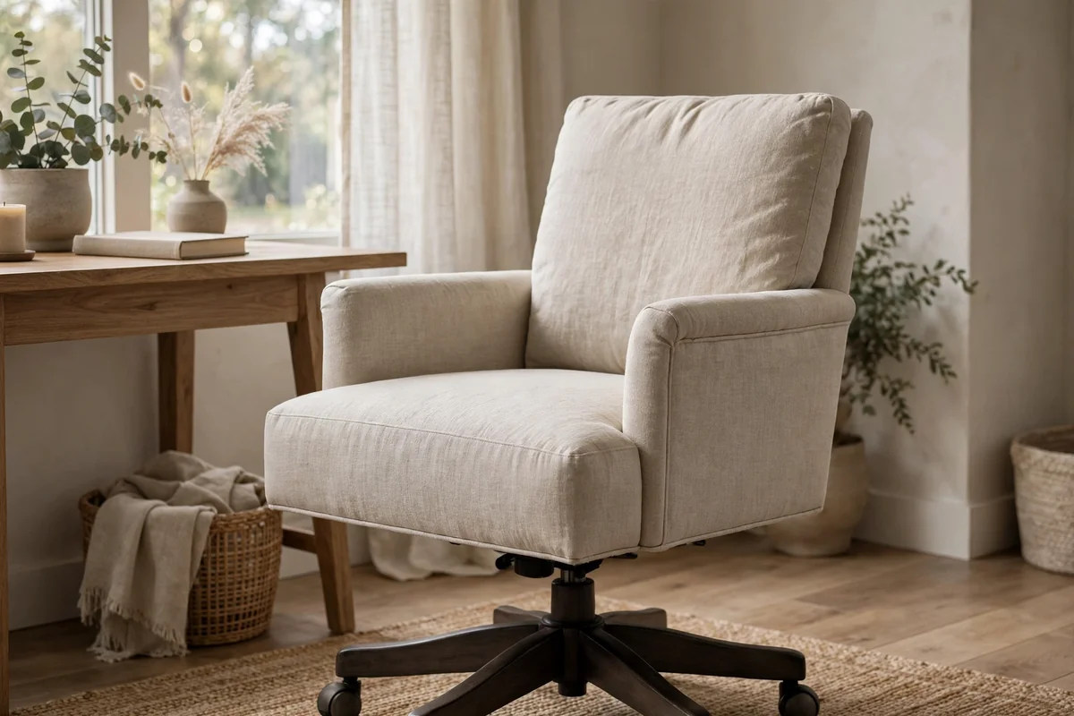 Linen upholstered desk chair