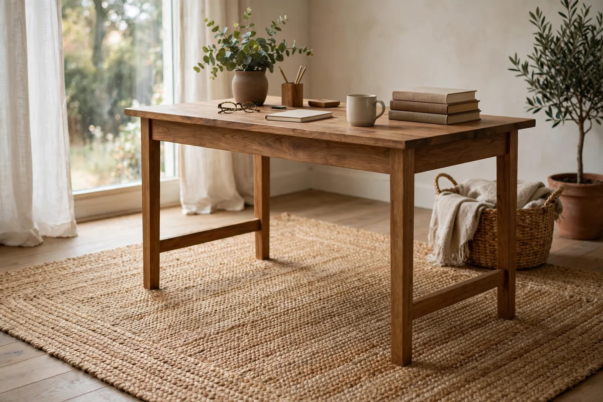 Jute rug under office desk