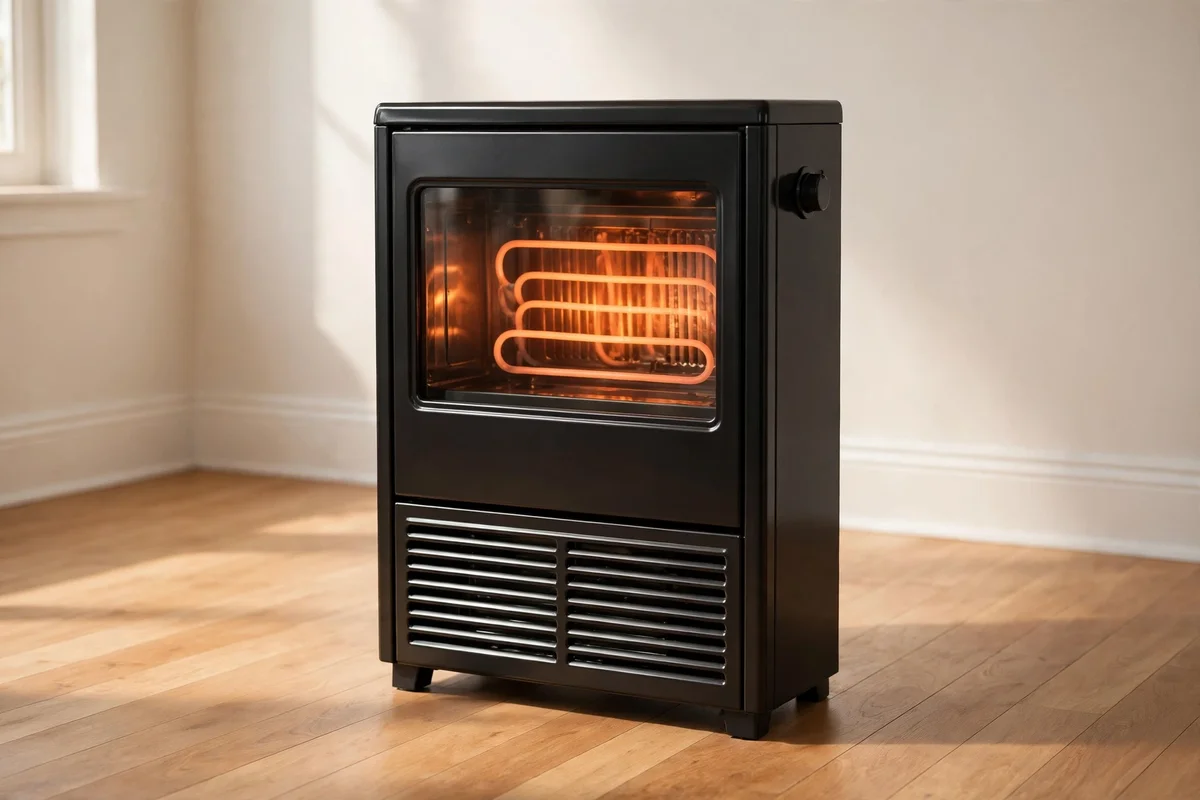 Unobstructed front air vents on a freestanding electric stove heater