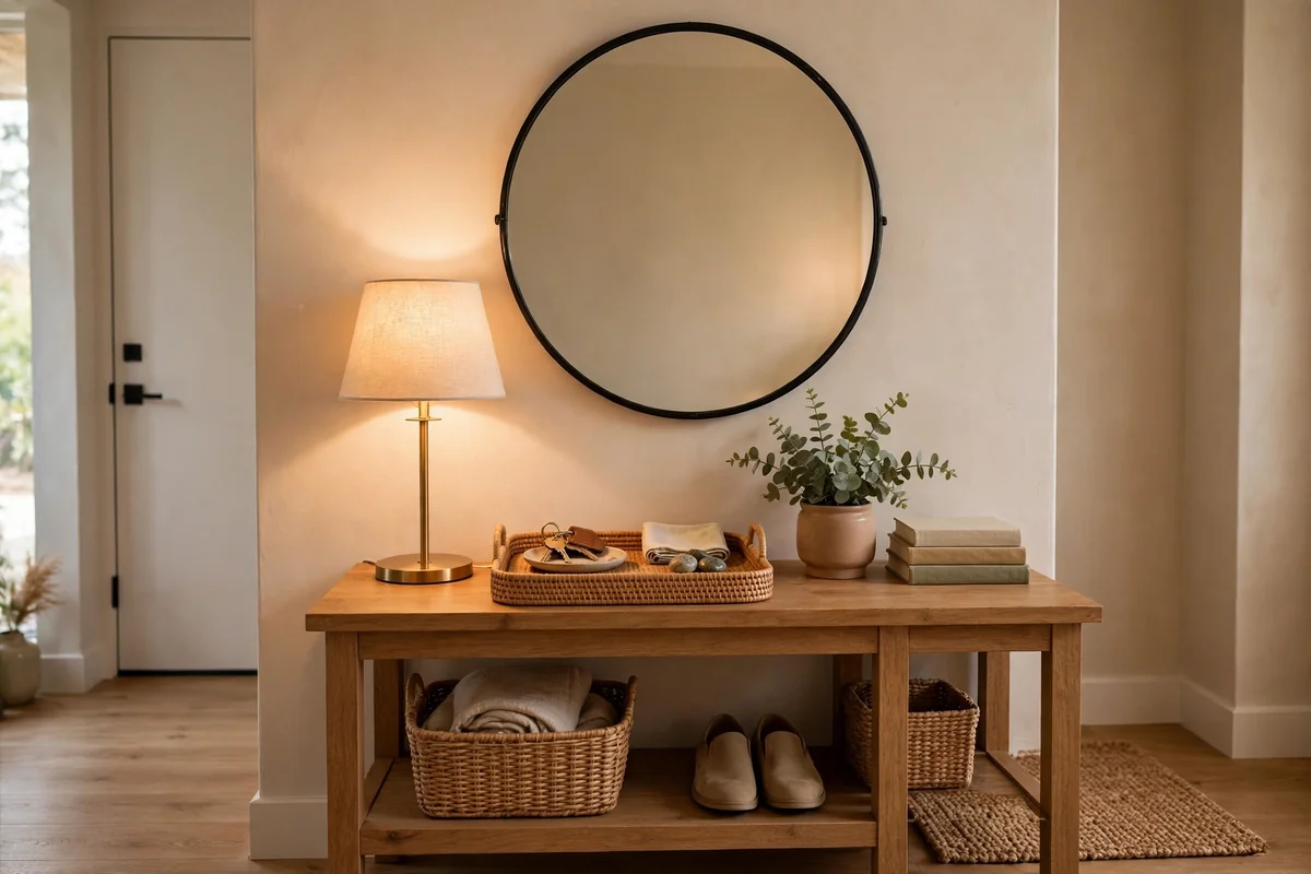Tidy functional entryway console table