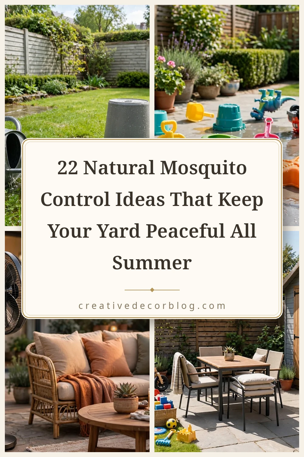 Pinterest pin collage for 22 natural mosquito control ideas from creativedecorblog.com