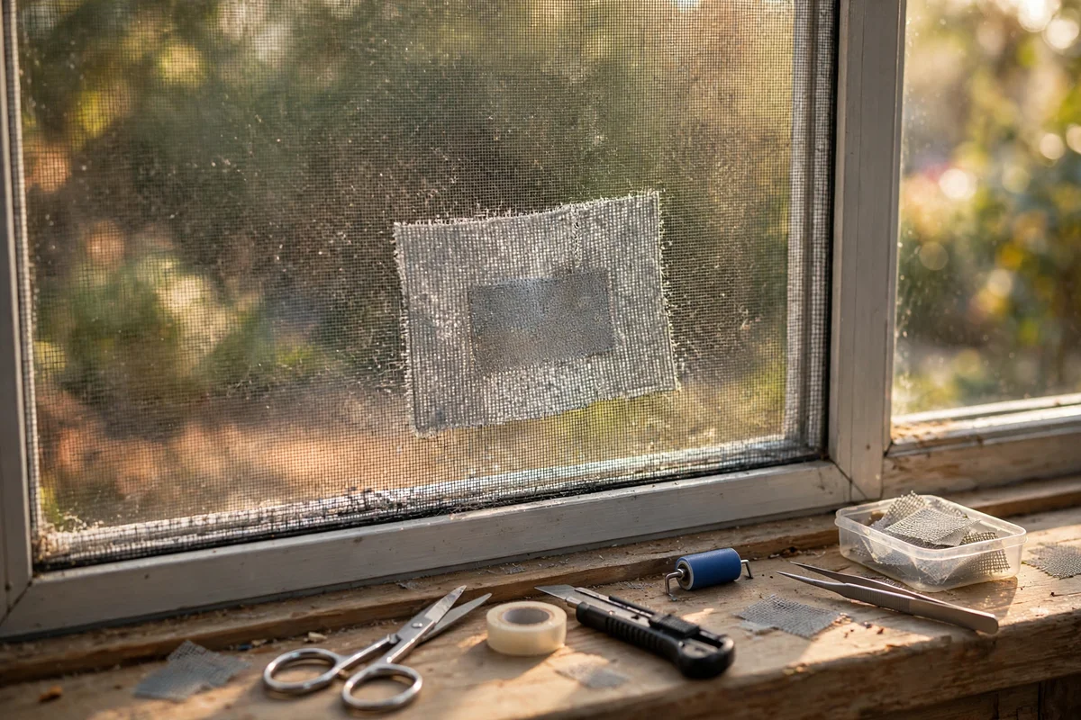 Illustration for Mend Torn Window and Door Screens With a Patch Kit