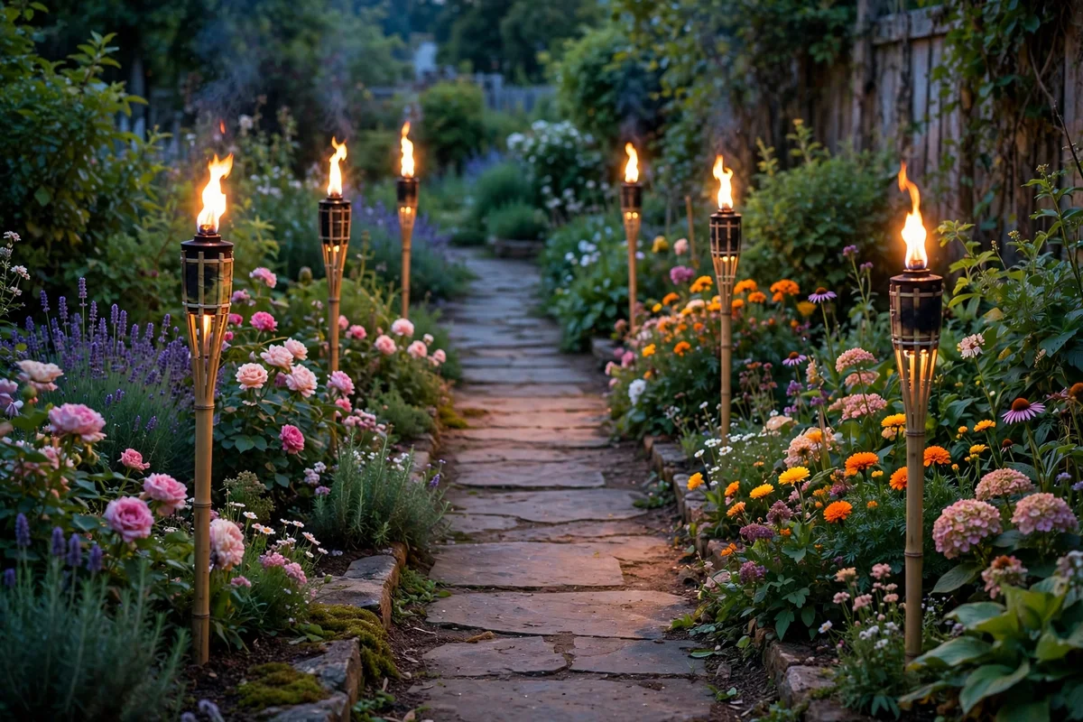 Illustration for Set Citronella Torches Along the Garden Path