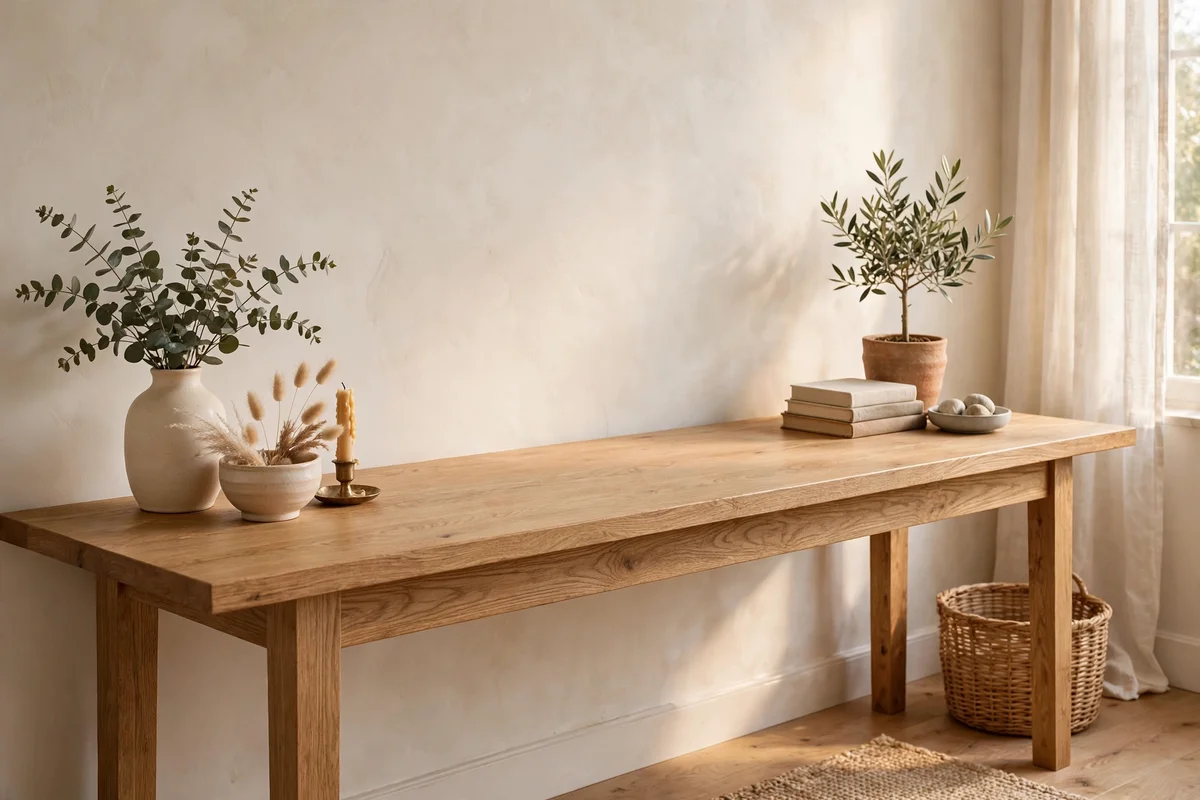 Console table with styled groupings separated by clear space