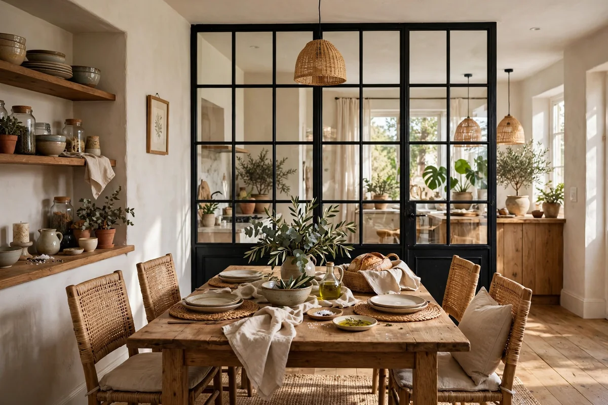 Cafe-style interior window partition in a dining area, charming