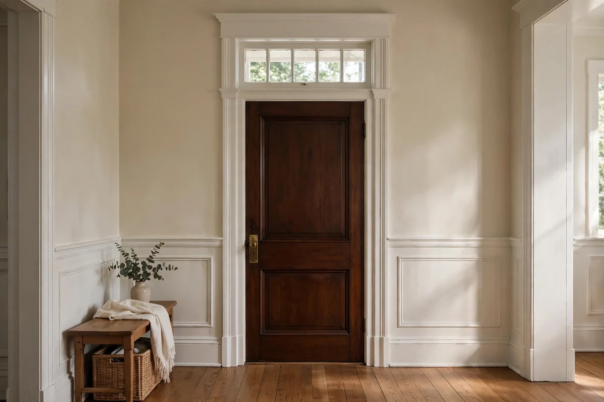 Transom window above an interior door, classic detail
