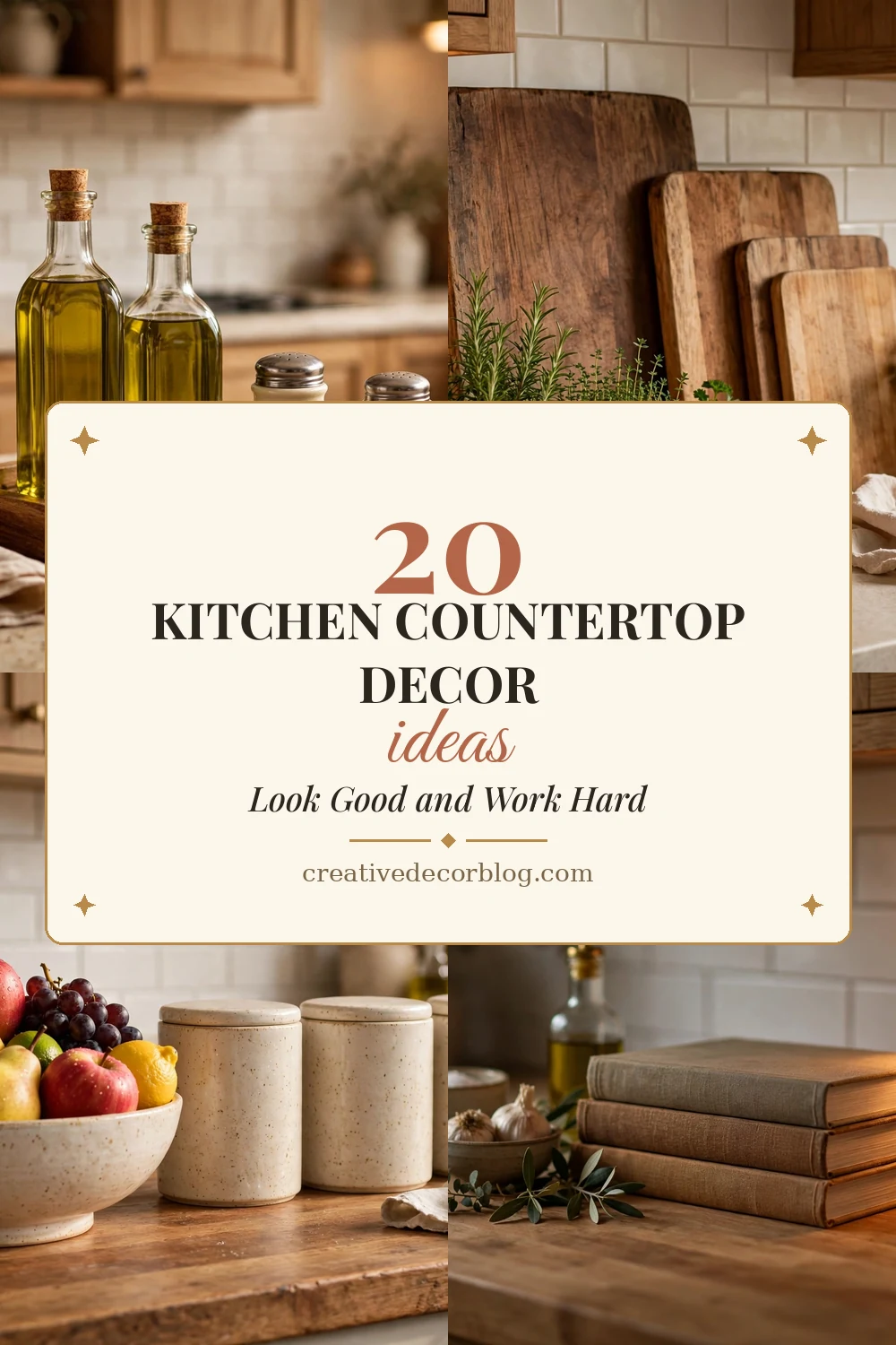 20 kitchen countertop decor ideas Pinterest pin collage